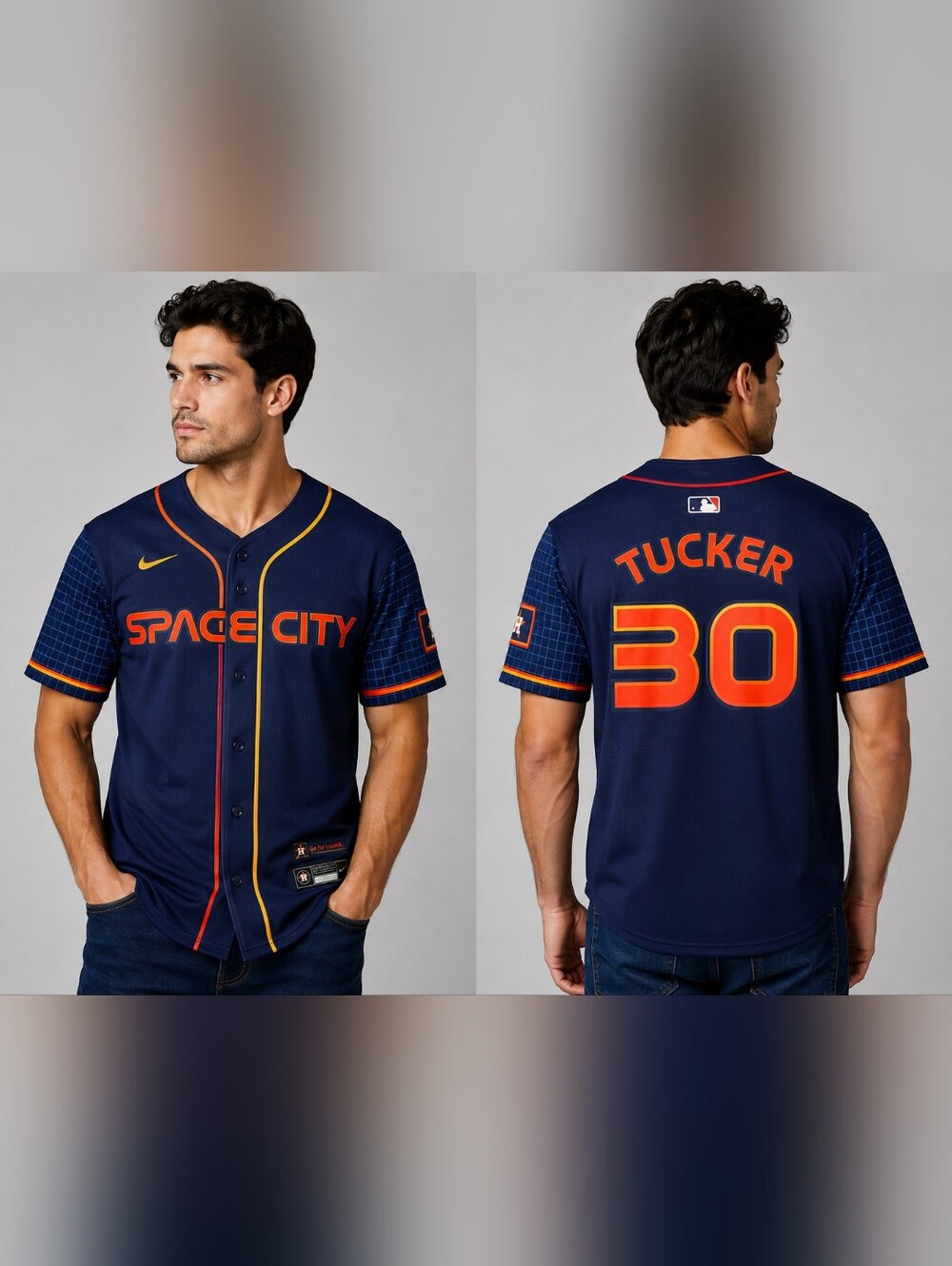 Houston Astros Navy 'Space City' Tuckett Baseball Jersey